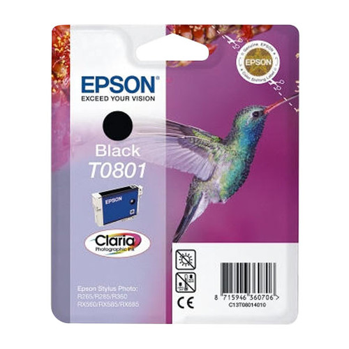Tintenpatrone T0801 für Epson Stylus Photo R265/R360/RX560 7,4ml schwarz Epson T080140 Produktbild Front View L
