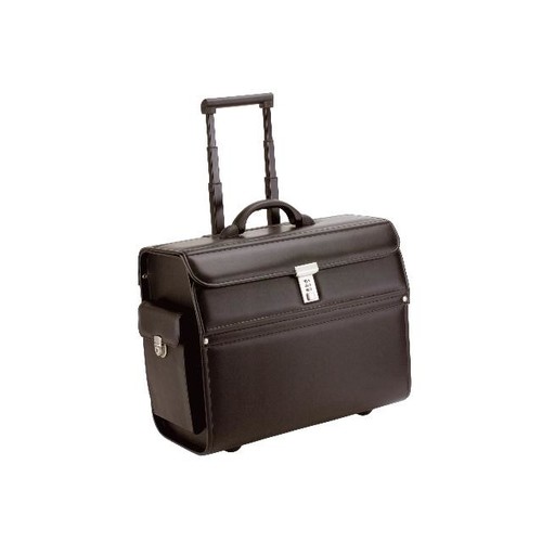 Pilotenkoffer mit Trolleysystem MONDO 48,5x37X24cm schwarz Lederimitat Alassio 45033 Produktbild Front View L