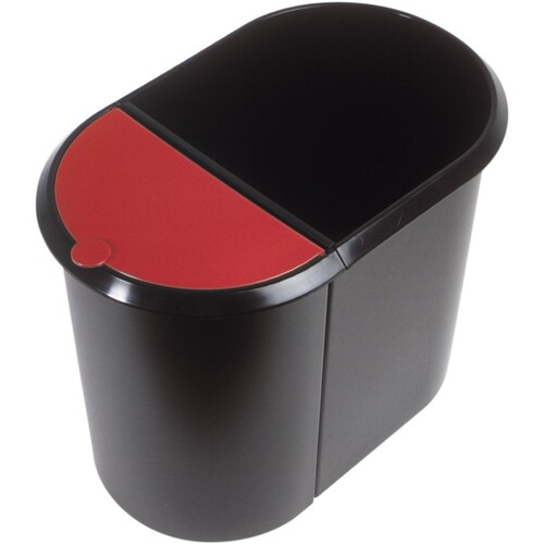 Duo-System-Papierkorb 20l + 9l mit Deckel schwarz/rot Helit H6103992 Produktbild