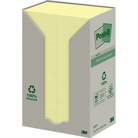 Haftnotizen Post-it Recycling Notes Tower 38x51mm gelb Papier 3M 653-1T (ST=24x 100 BLATT) Produktbild