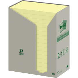 Haftnotizen Post-it Recycling Notes Tower 127x76mm gelb Papier 3M 655-1T (ST=16x 100 BLATT) Produktbild
