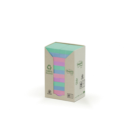 Haftnotizen Post-it Recycling 3M Notes Tower 38x51mm rosa/mint/hellblau/flieder Papier 653-1RPT (ST=24x 100 BLATT) Produktbild