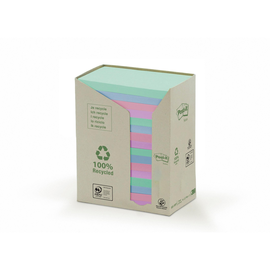 Haftnotizen Post-it Recycling Notes 3M Tower 127x76mm rosa/mint/hellblau/flied Papier 655-1RPT (ST=16x 100 BLATT) Produktbild