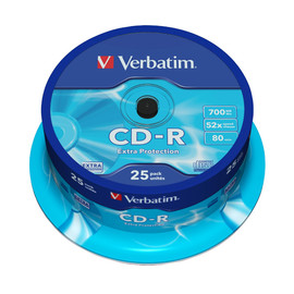 CD Rohling CD-R Extra Protection Spindel 52er Speed 700MB/80Min. Verbatim 43432 (PACK=25 STÜCK) Produktbild