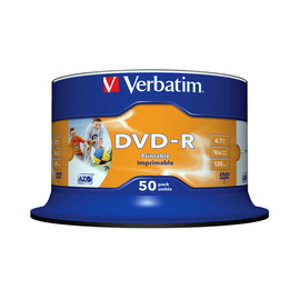 DVD-R 16fach Spindel bedruckbar 4,7GB Verbatim 43533 (ST=50 STÜCK) Produktbild