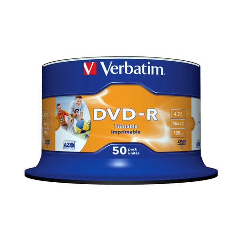 DVD-R 16fach Spindel bedruckbar 4,7GB Verbatim 43533 (ST=50 STÜCK) Produktbild Front View L