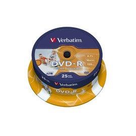 DVD-R printable 16fach Spindel 4,7GB Verbatim 43538 (ST=25 STÜCK) Produktbild