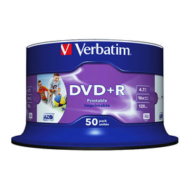 DVD+R 16fach Spindel bedruckbar 4,7GB/120Min. Verbatim 43512 (ST=50 STÜCK) Produktbild