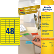 Etiketten Inkjet+Laser+Kopier 45,7x21,2mm auf A4 Bögen gelb wiederablösbar Zweckform L6041-20 (PACK=960 STÜCK) Produktbild