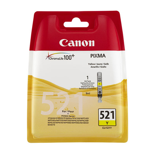 Tintenpatrone CLI-521Y für Canon Pixma IP3600/4600 9ml yellow Canon 2936b001 Produktbild Front View L
