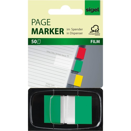 Haftmarker Z-Marker Film Color-Tip 25x43mm grün transparent Sigel HN493 (PACK=50 STÜCK) Produktbild