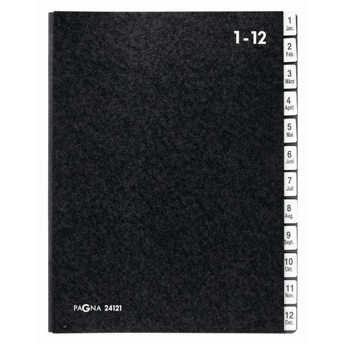 Pultordner 12 Fächer 1-12 A4 schwarz Hartpappe Pagna 24121-04 Produktbild Additional View 2 L