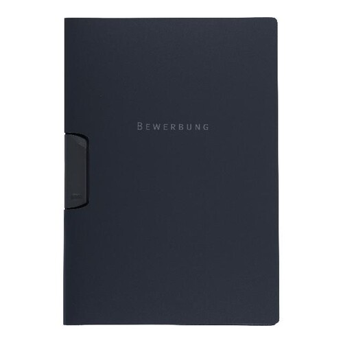 Bewerbungsmappe Oxford clip-fix A4 für 30Blatt anthrazit PP 100421025 Produktbild Front View L