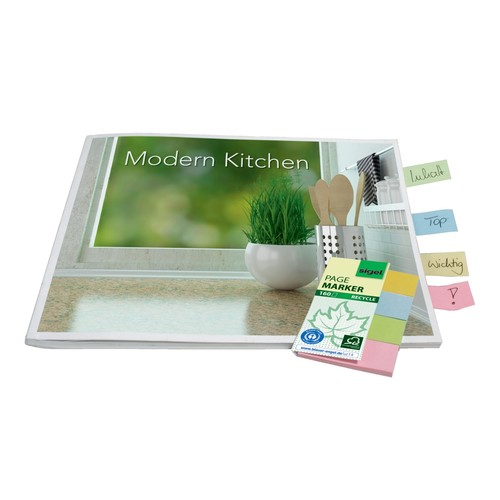 Haftmarker Recycle 50x20mm 4 Farben Papier Sigel HN604 (PACK=4x 40 STÜCK) Produktbild Additional View 2 L