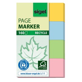 Haftmarker Recycle 50x20mm 4 Farben Papier Sigel HN604 (PACK=4x 40 STÜCK) Produktbild