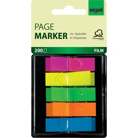 Haftmarker Z-Marker Film Mini 12x45mm 5 Neonfarben transparent Sigel HN489 (PACK=5x 40 STÜCK) Produktbild