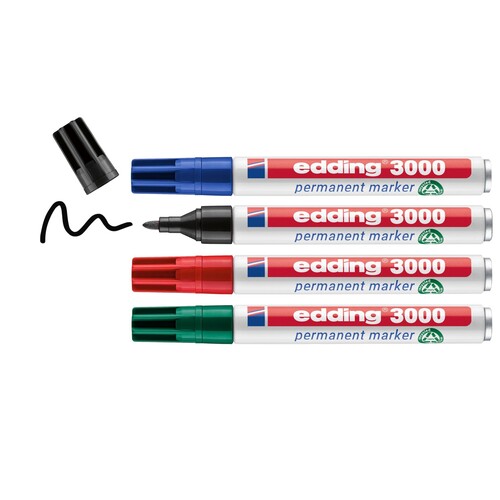 Permanentmarker 3000/4S Etui 1,5-3mm Rundspitze sortiert Edding 4-3000-4-2 (ETUI=4 STÜCK) Produktbild Additional View 1 L