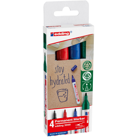 Permanentmarker 3000/4S Etui 1,5-3mm Rundspitze sortiert Edding 4-3000-4-2 (ETUI=4 STÜCK) Produktbild