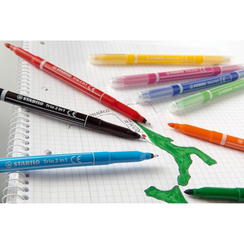 Fasermaler+Fineliner Trio 2in1 0,5+2,0mm dunkelblau Stabilo 223/41 Produktbild Additional View 2 L