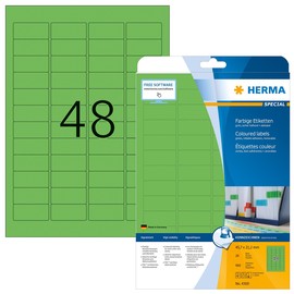 Etiketten Inkjet+Laser+Kopier 45,7x21,2mm auf A4 Bögen grün ablösbar Herma 4369 (PACK=960 STÜCK) Produktbild