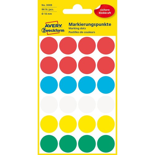 Markierungspunkte 18mm ø sortiert Zweckform 3089 (PACK=96 STÜCK) Produktbild