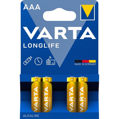 Batterien Longlife Extra Micro AAA 1,5V 1100mAh Varta 4103 (PACK=4 STÜCK) Produktbild Front View L