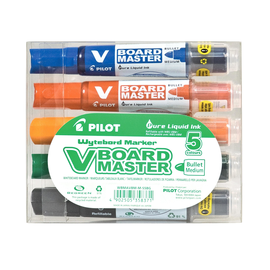 Whiteboardmarker WBMAVBM-MC-S5BG V-Board Master Etui 2,2-5,2mm Keilspitze sortiert Pilot 5081S5BG (ETUI=5 STÜCK) Produktbild