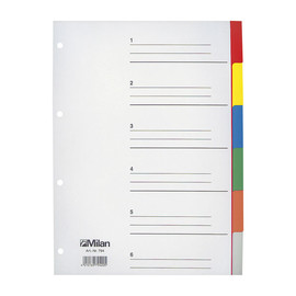Register Blanko A4 230x297mm 6-teilig mehrfarbig Karton Milan 794 Produktbild