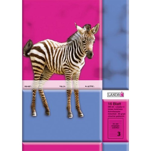 Heft starker Deckel A4 Lineatur 3 3. Schuljahr 16Blatt 80g holzfrei weiß Landré 100050032 Produktbild Additional View 1 L