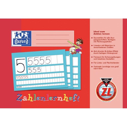 Zahlenlernheft Oxford A4 quer Lineatur ZL 16Blatt 90g Optik Paper 100050304 Produktbild Additional View 1 L