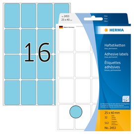 Vielzweck-Etiketten für Handbeschriftung 25x40mm blau Herma 2453 (PACK=512 STÜCK) Produktbild