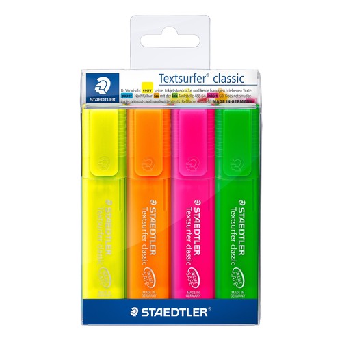 Textmarker Classic 364 Etui 1-5mm Keilspitze sortiert Staedtler 364PWP4 (ETUI=4 STÜCK) Produktbild Front View L