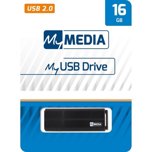 USB Stick 2.0 16GB schwarz MYMEDIA 69261 Produktbild Front View L
