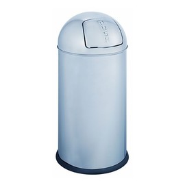 Abfallsammler mit Push-Klappe ø 30cm 28l Metall verchromt Alco 2917 Produktbild
