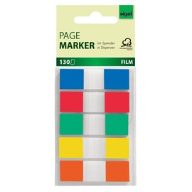 Haftmarker Z-Marker Film Color-Tip 12x43mm 5 Grundfarben transparent Sigel HN475 (PACK=130 BLATT) Produktbild