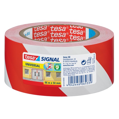 Markierungs-Klebeband Universal 50mm x 66m rot/weiß PP Tesa 58134-00000-00 Produktbild Front View L