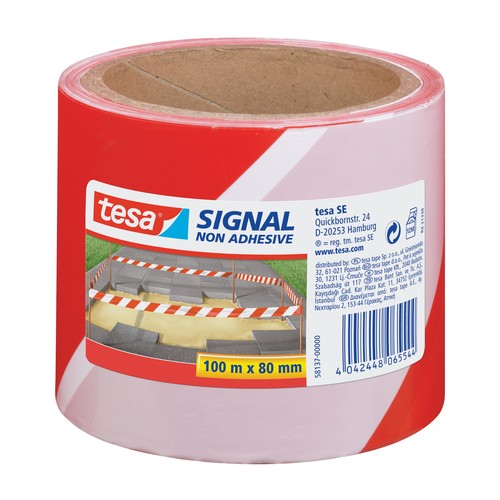 Absperrband nicht klebend 80mm x 100m rot/weiß PE-Folie Tesa 58137-00000-00 Produktbild Front View L