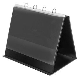 Tisch-Flip-Chart Aufstellringbuch mit 10 Hüllen A3 quer 4Ringe Ringe-Ø30 schwarz PVC mit Ledernarbung Veloflex 4132280 Produktbild