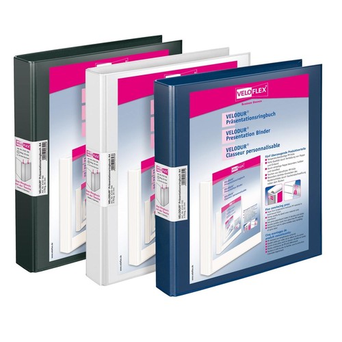 Präsentationsringbuch Velodur mit Sichttaschen A4 Überbreite 2Ringe Ringe-Ø30mm blau PP Veloflex 4147150 Produktbild Additional View 1 L