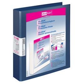 Präsentationsringbuch Velodur mit Sichttaschen A4 Überbreite 4Ringe Ringe-Ø30mm blau PP Veloflex 4148150 Produktbild