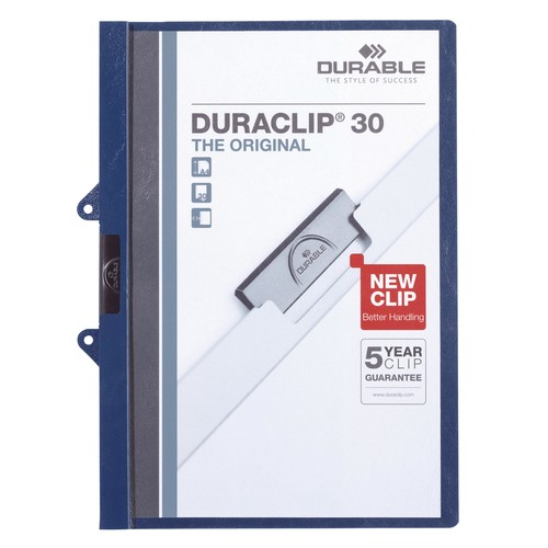 Klemmmappe Duraclip30 Easy File A4 mit Abheftvorrichtung bis 30Blatt dunkelblau Hartfolie Durable 2229-07 Produktbild