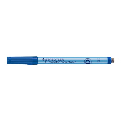 Folienstift Lumocolor correctable 305M 1,0mm mittel blau trocken abwischbar Staedtler 305M-3 Produktbild Additional View 1 L