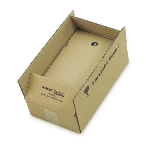 Versandkarton braun für 2 Flaschen 400 x 200 x 110mm Famulus 816602 Produktbild Front View L