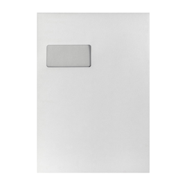 Versandtasche mit Fenster C4 229x324mm selbstklebend 90g weiß Offset mit grauem Innendruck (PACK=250 STÜCK) Produktbild