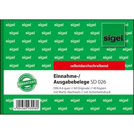 Ausgabe-/ Einnahmebeleg A6 quer 3x40Blatt selbstdurchschreibend Sigel SD026 Produktbild