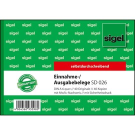 Ausgabe-/ Einnahmebeleg A6 quer 3x40Blatt selbstdurchschreibend Sigel SD026 Produktbild