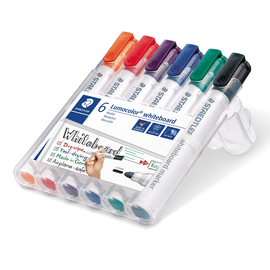 Whiteboardmarker Lumocolor 351 Etui 2mm Rundspitze sortiert trocken abwischbar Staedtler 351WP6 (ETUI=6 STÜCK) Produktbild