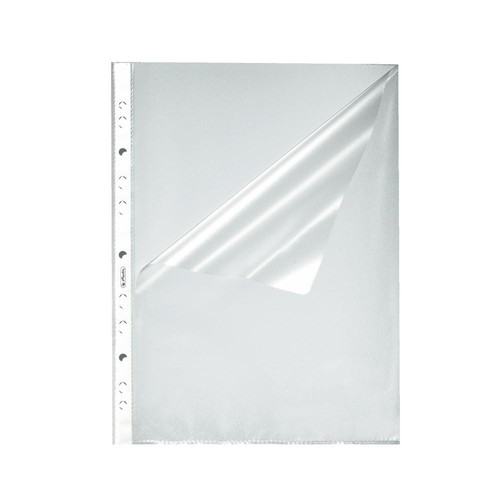 Prospekthüllen oben + Lochseite offen A4 55µ PP genarbt Herlitz 100810321 (PACK=100 STÜCK) Produktbild Front View L