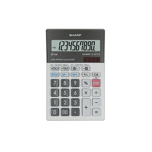 Tischrechner 10-stelliges LCD-Display Solar-/Batteriebetrieb Sharp EL-M711GGY 100x151,5x33mm Produktbild Front View L