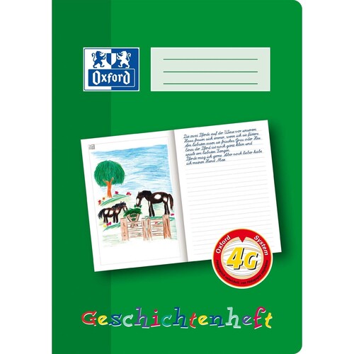 Geschichtenheft Oxford A4 Lineatur 4G 16Blatt 90g Optik Paper 100050098 Produktbild Front View L